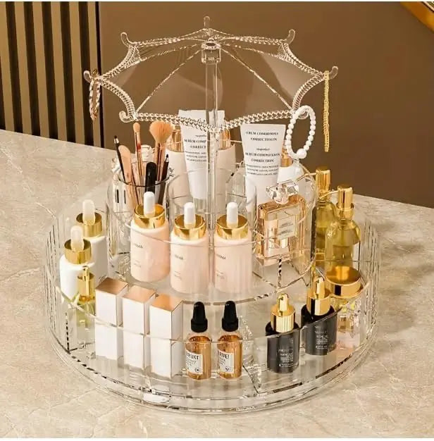 Rotating cosmetic tray with umbrella - FIX IT STORE