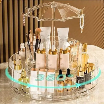 Rotating cosmetic tray with umbrella - FIX IT STORE