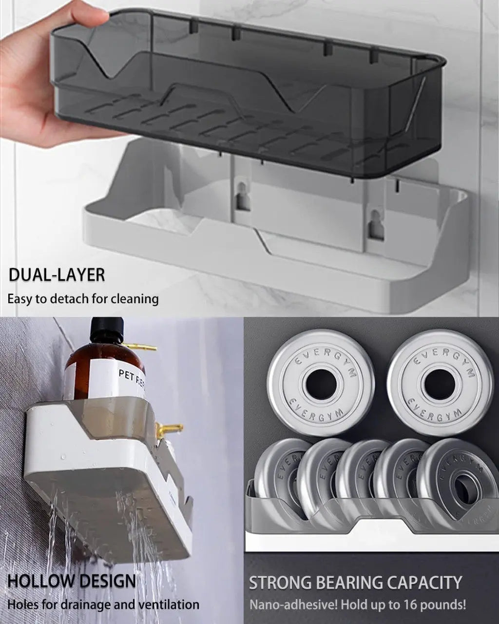 Plastic Shower Caddy Adhesive Shower Shelf - FIX IT STORE