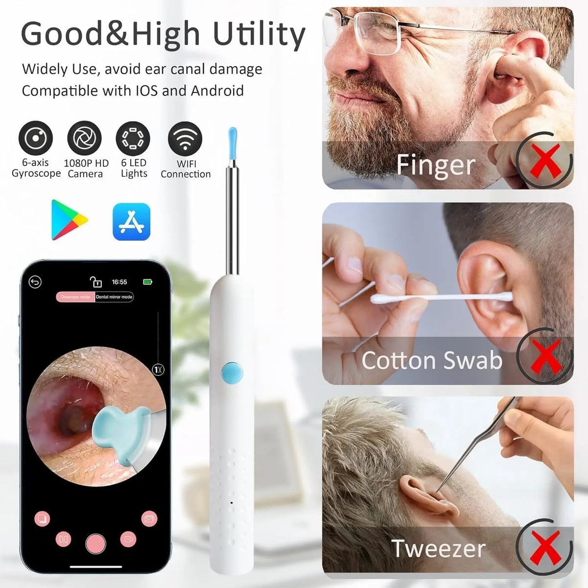 Earwax Removal Tool Kit with HD Camera Wi-Fi Connection - FIX IT STORE