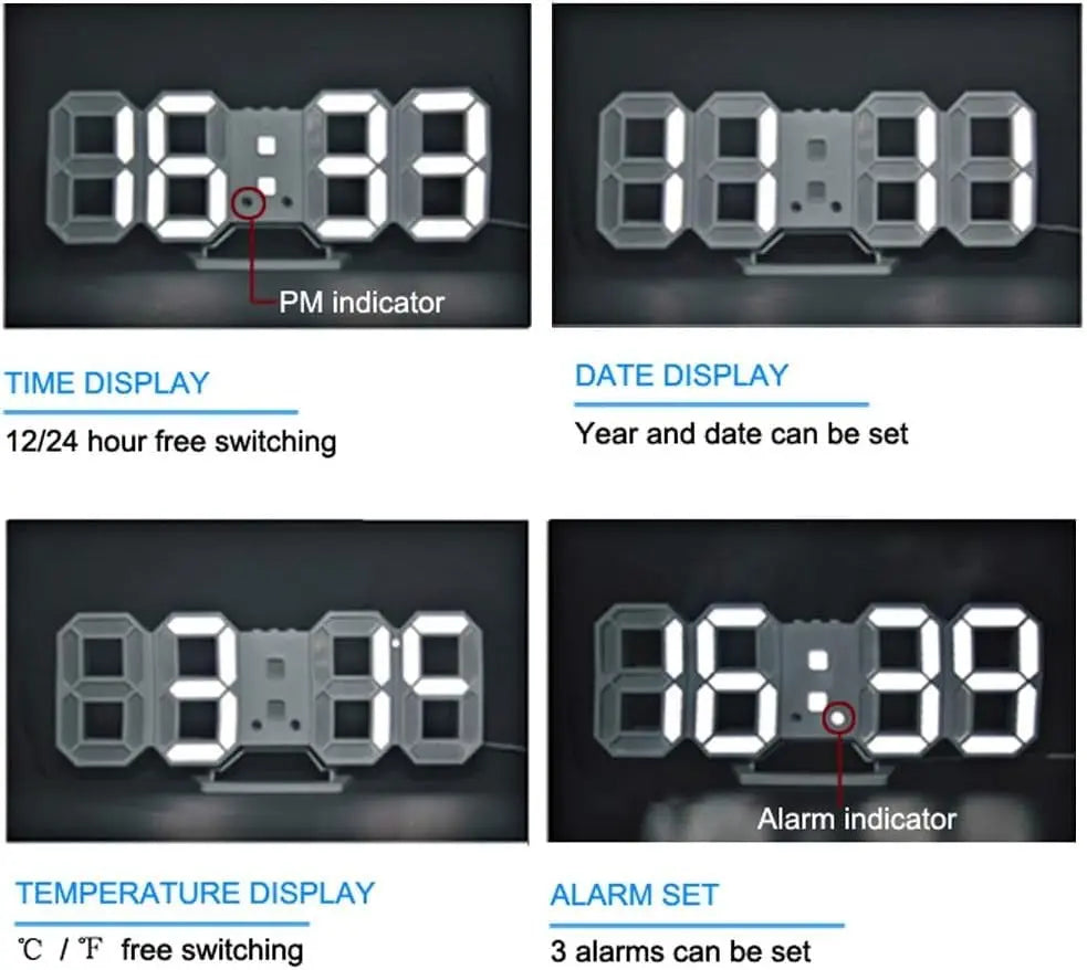 3D LED Digital Wall Clock for Home - FIX IT STORE