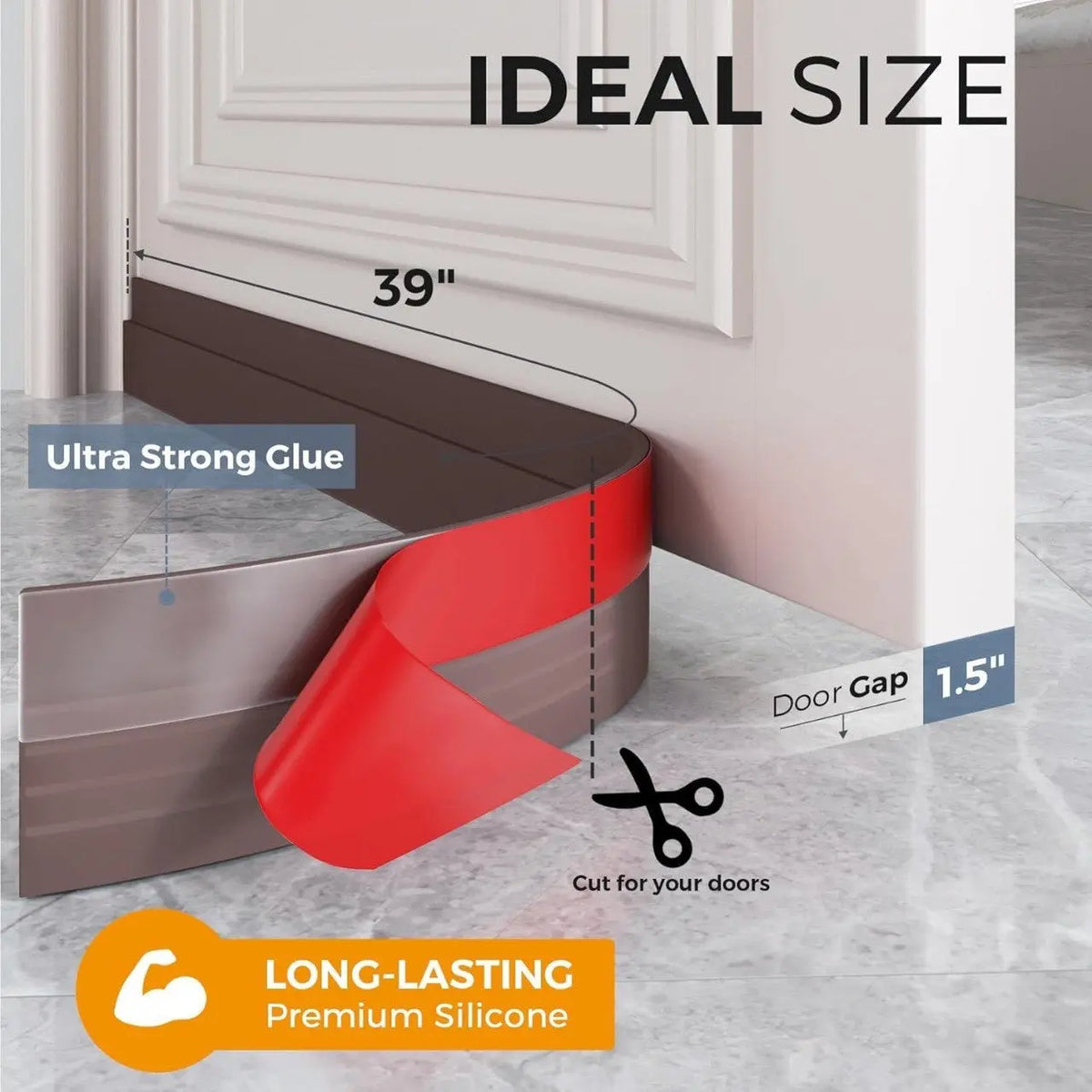 Adhesive Silicone Door Bottom Sealing Strip Rubber Soundproof - FIX IT STORE