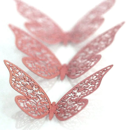 12pcs 3D Gorgeous Shiny Rose Gold Butterfly Stickers  - FIX IT STORE