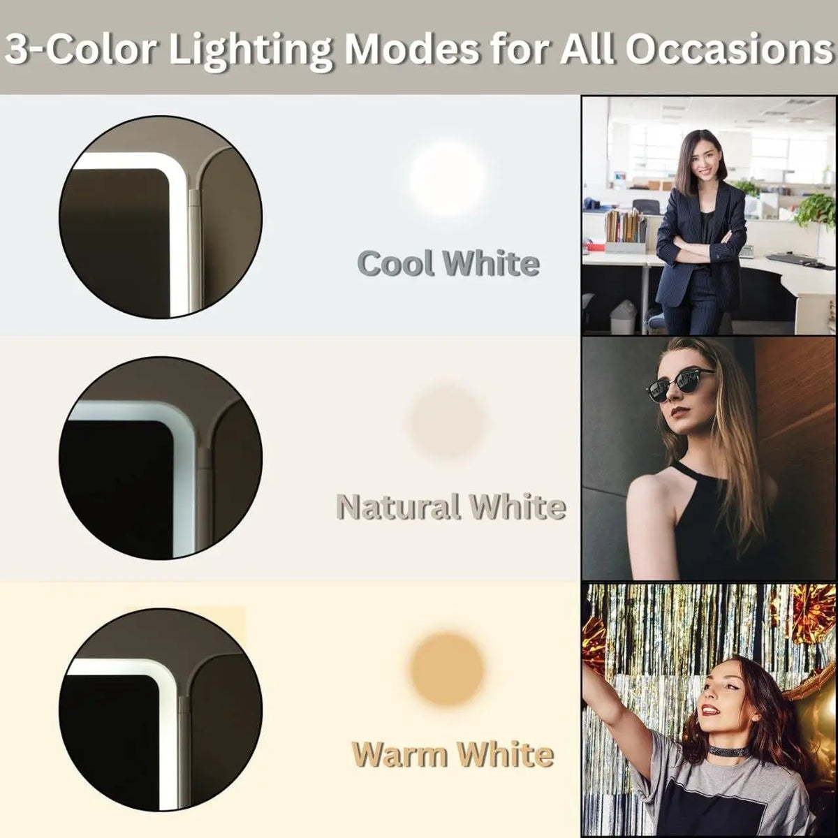 3X Trifold makeup mirror with Adjustable LED lights - FIX IT STORE