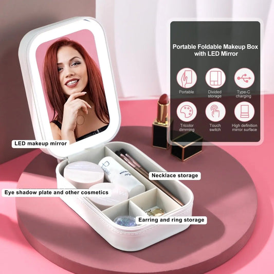 LED Makeup Box with Adjustable Light-Up Mirror - FIX IT STORE