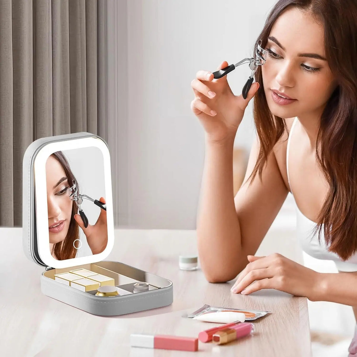 LED Makeup Box with Adjustable Light-Up Mirror - FIX IT STORE